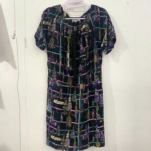 HERMES Vintage Tassel Print Mini Dress